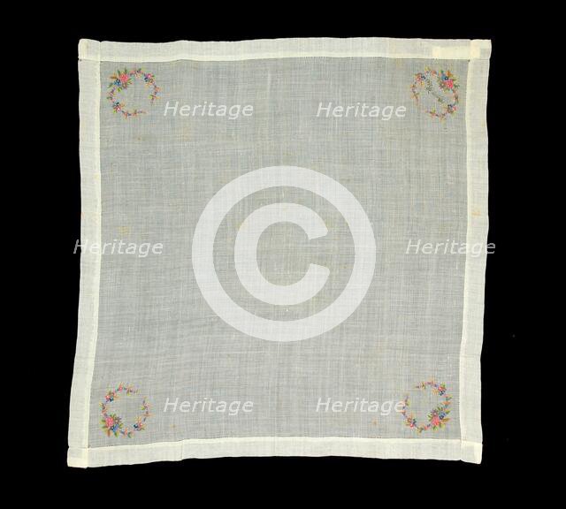 Handkerchief, American, third quarter 19th century. Creator: Unknown.