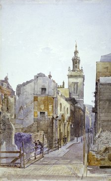 College Hill and the Church of St Michael Paternoster Royal, City of London, 1883. Artist: John Crowther