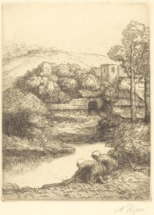 Wash-house, called "The Washerwomen" (Le lavoir, dite "Les Laveuses"). Creator: Alphonse Legros.