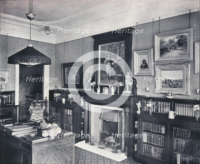 'Library of Captain Harvey, Hampstead', c1903. Artist: Frank William Brookman.