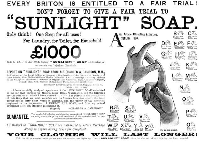 Advertisement for "Sunlight" Soap, 1890. Creator: Unknown.