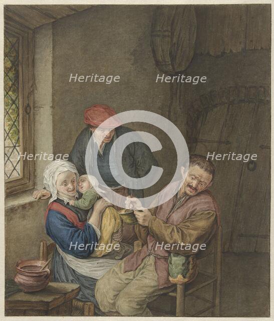 Peasant family in interior, 1768-1825. Creator: Benjamin Wolf.