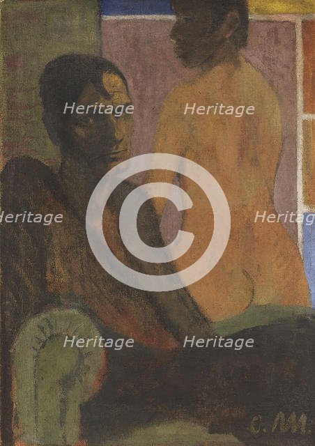 Self-Portrait with back act, ca 1929. Creator: Mueller, Otto (1874-1930).