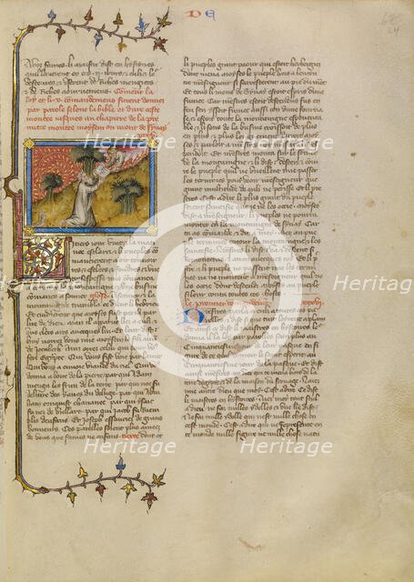 Moses Receiving the Tablets of the Law, about 1360-1370. Creator: Master of Jean de Mandeville.