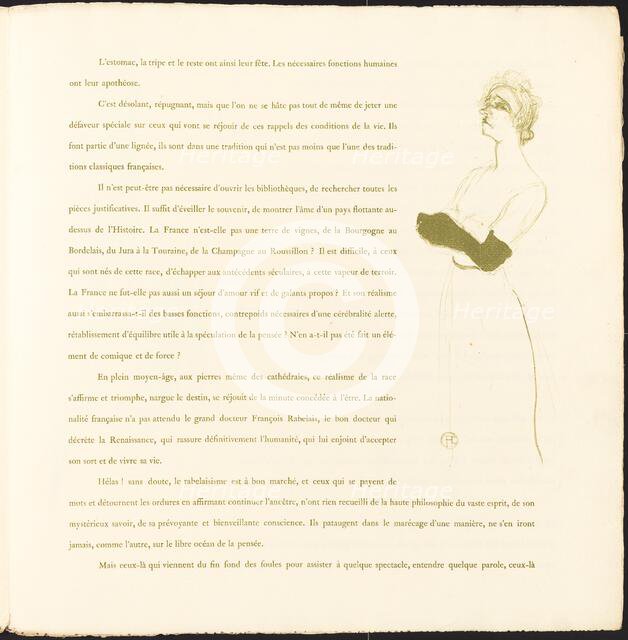 Yvette Guilbert, 1894. Creator: Henri de Toulouse-Lautrec.