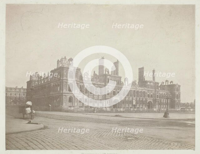 Paris Fire (The Facade of City Hall), May 1871. Creator: Charles Soulier.