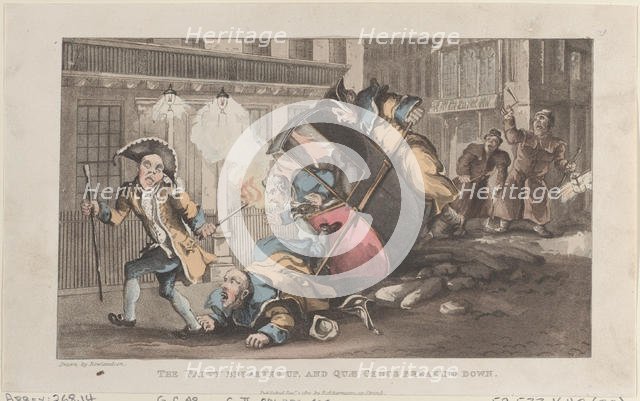 The Party Breaking Up, and Quae Genus Breaking Down, from "The History of John..., December 1, 1821. Creator: Thomas Rowlandson.