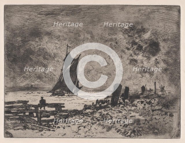 The Little Marine - Souvenir of Medway, 1879. Creator: Felix Hilaire Buhot.