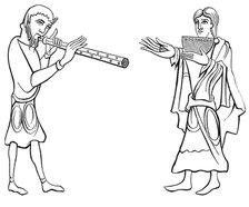 Double flute and nine-hole syrinx flute, 11th century (1849). Artist: Unknown