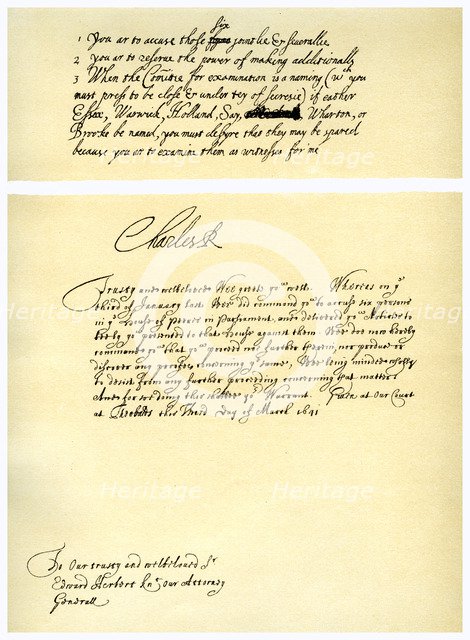 Documents signed by Charles I, c1641.Artist: King Charles I