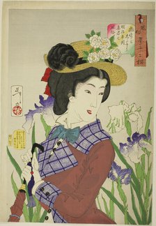 In The Mood for a Walk (Yuho ga shitaso), from the series "Thirty-two Aspects of Women..., 1888. Creator: Tsukioka Yoshitoshi.