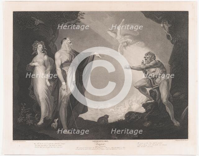 The Enchanted Island Before the Cell of Prospero - Prospero..., first published 1797; reissued 1852. Creator: Peter Simon.