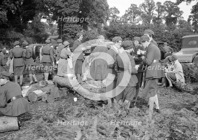 Women at a First Aid Nursing Yeomanry (FANY) trial or rally, 1931.   Artist: Bill Brunell.