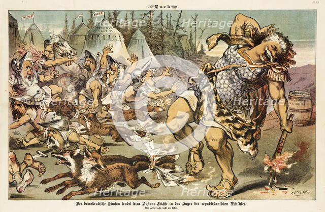 Cartoon from Puck, between 1880 and 1889. Creators: Joseph Keppler, Bernhard Gillam.