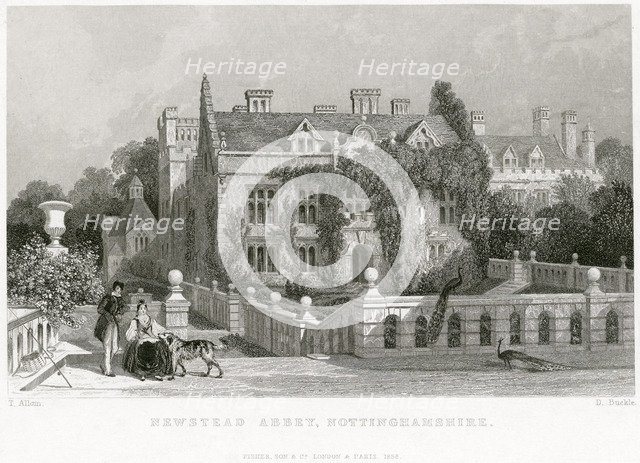 East terrace, Newstead Abbey, Nottinghamshire, 1838. Artist: D Buckle