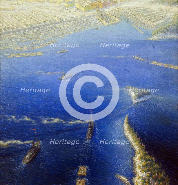 Timber rafting. Creator: Tsvetkov, Boris Ivanovich (1895-1953).