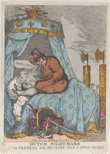 Dutch Night-Mare or the Fraternal Hug Returned with a Dutch Squeeze, November..., November 30, 1813. Creator: Thomas Rowlandson.