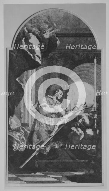 Saint Charles Borromeo Venerating the Crucifix, ca. 1770. Creators: Lorenzo Tiepolo, Giovanni Battista Tiepolo.