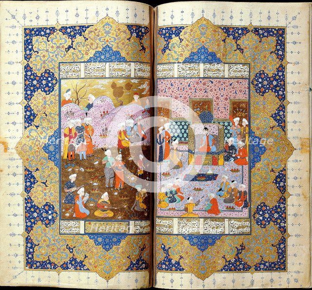 Shah Luhrasp’s Ascension to the Throne (Manuscript illumination from the epic Shahname by Ferdowsi). Artist: Iranian master  