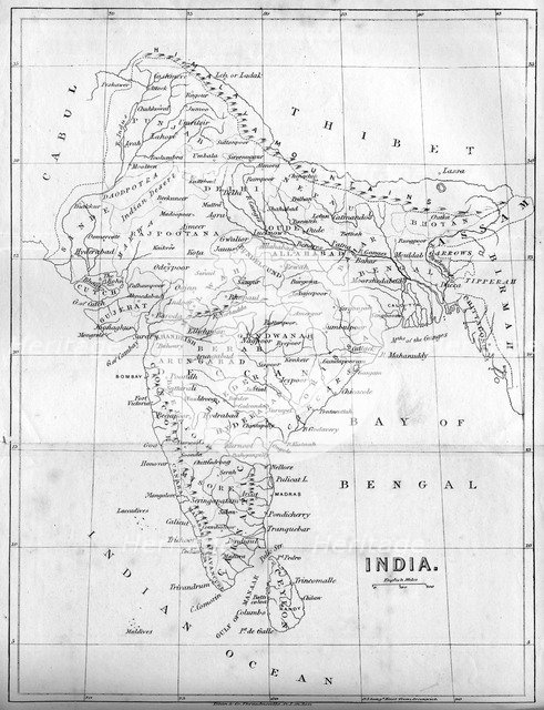 Map of India, 1847. Artist: Unknown