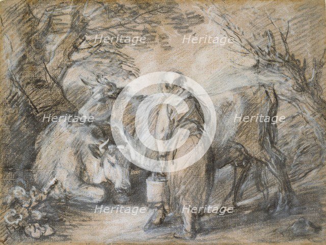 Milkmaid with two cows, mid 18th century. Artist: Thomas Gainsborough.