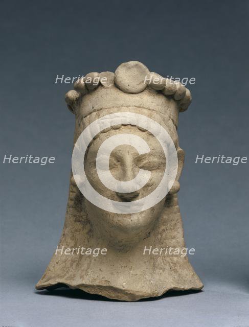 Woman's Head with Crown and Earrings, 600-475 BC. Creator: Unknown.