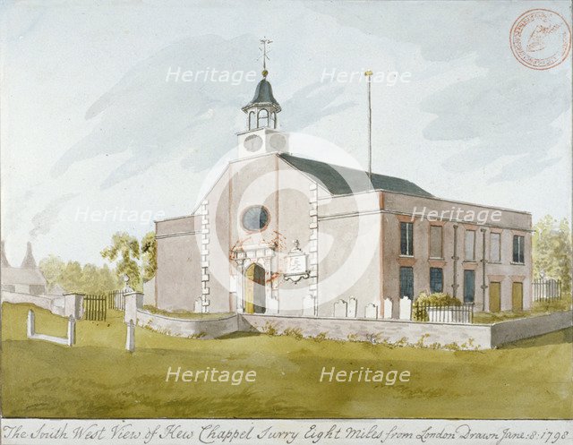 South-west view of the Church of St Anne, Kew, Surrey, 1798. Artist: Anon
