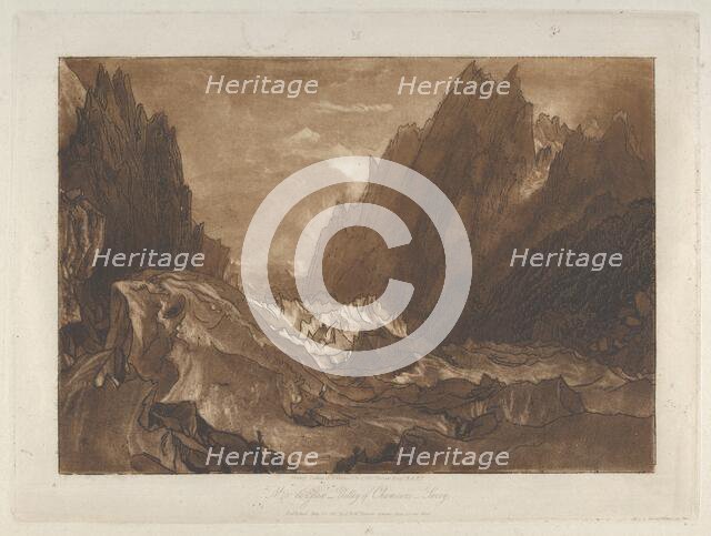 Mêr de Glace, Valley of Chamouni-Savoy (Liber Studiorum, part X, plate 50), May 23, 1812. Creator: JMW Turner.