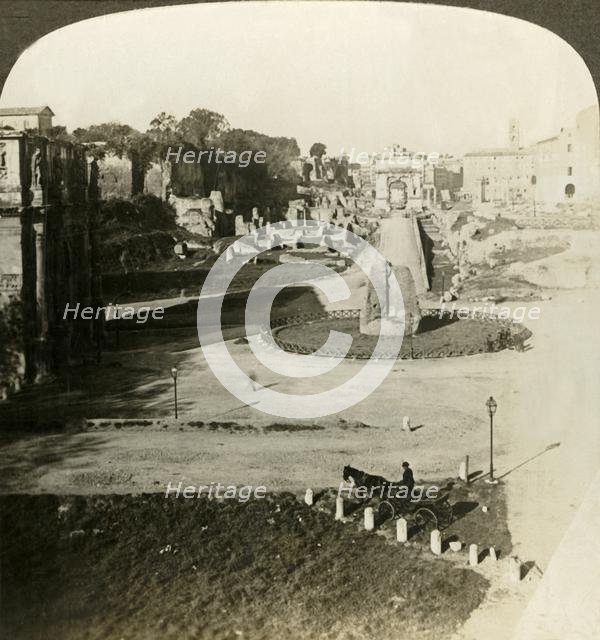 'Via Sacra, road of triumphal pageants, W. from Colosseum, Rome', c1909. Creator: Unknown.
