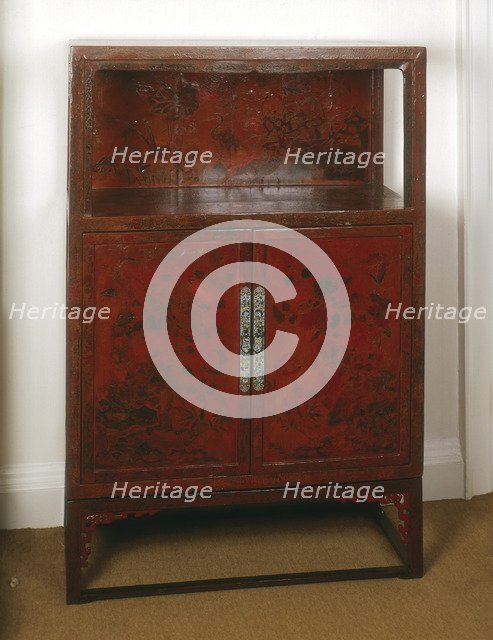 Red lacquer display cabinet, China, 1550-1644. Artist: Unknown