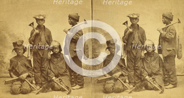 Studio portait of young chimney sweeps, (1868-1900?). Creator: O. Pierre Havens.