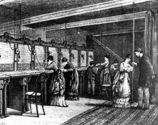 Telephone exchange, late 19th century. Artist: Unknown