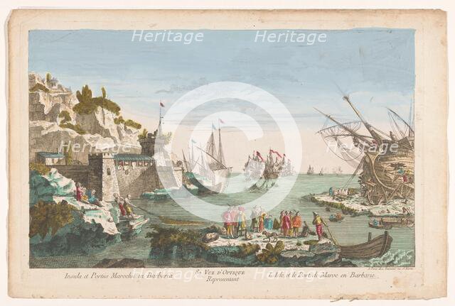 View of a harbour with a shipyard in Morocco, 1745-1775. Creator: Anon.