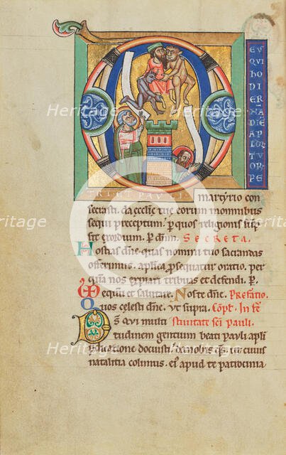 Initial D: The Fall of Simon Magus; Stammheim Missal, probably 1170s. Creator: Unknown.