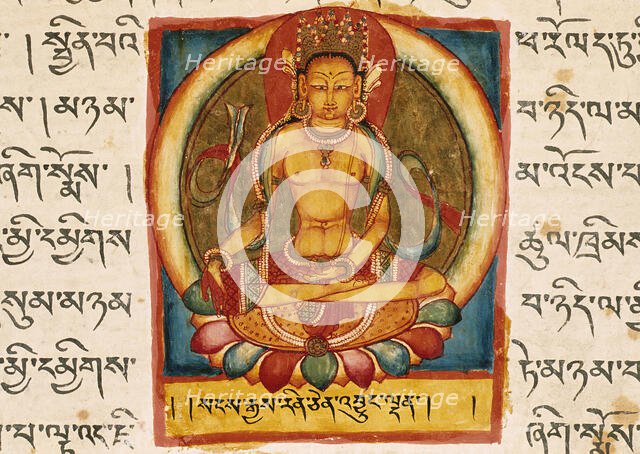 The Jina Buddha Ratnasambhava, Folio from a Shatasahasrika Prajnaparamita..., 11th century. Creator: Unknown.