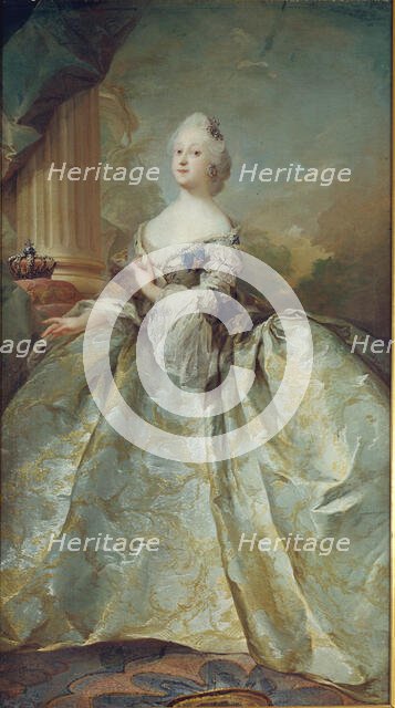 Portrait of Louise, first queen of Frederik V, 1751. Creator: Carl Gustaf Pilo.