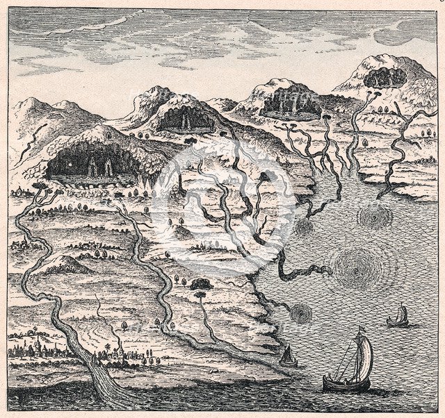 Circulation of water between sea and mountains, 1665. Artist: Unknown