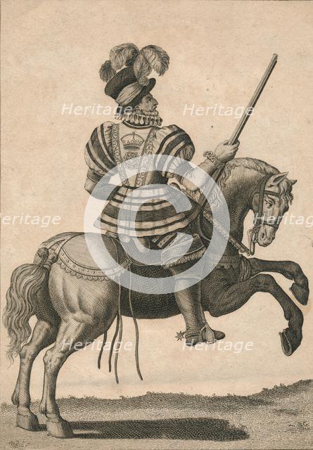 'A Yeoman of the Guard, attending Queen Elizabeth on a Progress', c1800.  Creator: NC Goodnight.