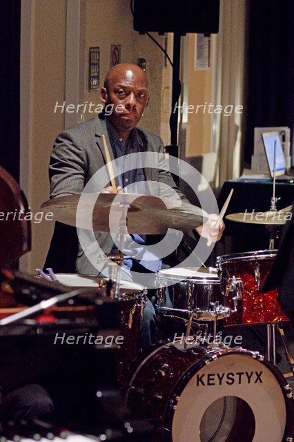 E.J. Strickland, Watermill Jazz Club, Dorking, Surrey, Nov 2015. Artist: Brian O'Connor.