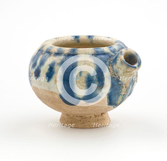 Small ewer with blue streaks, date unknown. Creator: Unknown.
