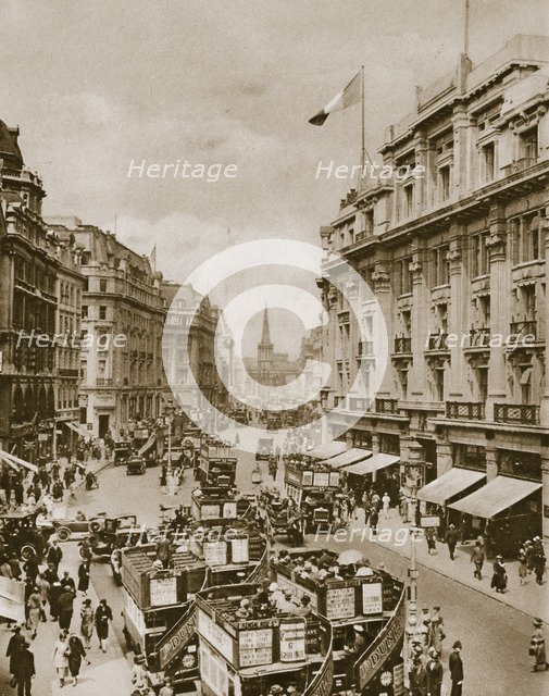 Upper part of Regent's Street, London, c1910s-c1920s(?). Artist: Unknown