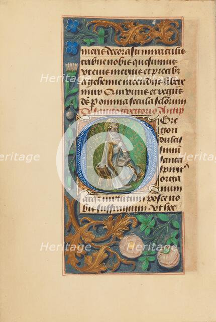 Initial O: Saint Gregory; Crohin-La Fontaine Hours, (about 1480-1485?). Creators: Master of the Dresden Prayer Book, Workshop of the Master of the Dresden Prayer Book.