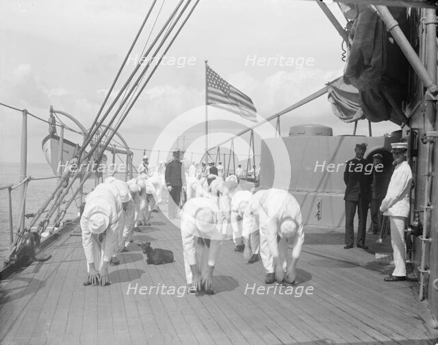 U.S.S. New York, morning exercise, between 1893 and 1901. Creator: William H. Jackson.
