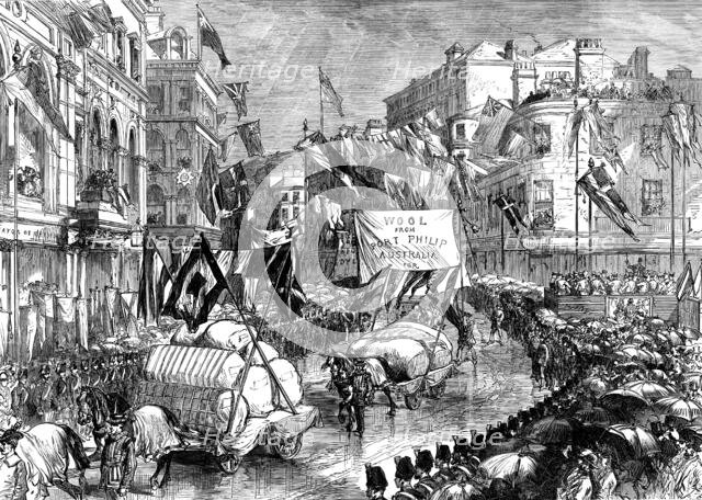 Trades procession at Bradford, on the opening of the new townhall, 1873. Creator: Unknown.