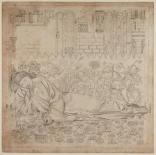 Chaucer's 'Legend of Good Women' - Chaucer Asleep, 1864. Creator: Sir Edward Coley Burne-Jones.