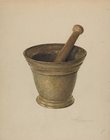 Brass Mortar and Pestle, c. 1939. Creator: Carl Buergerniss.