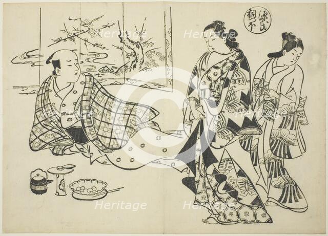 The Kiritsubo Chapter from "The Tale of Genji" (Genji Kiritsubo), from a series of Genji..., c. 1710 Creator: Okumura Masanobu.