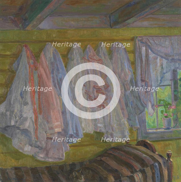 Summer Dresses, interior from Seljord, 1905. Creator: Thorvald Erichsen.