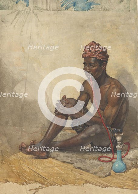 Seated Indian man with hookah, 1870-1923. Creator: Willem Witsen.