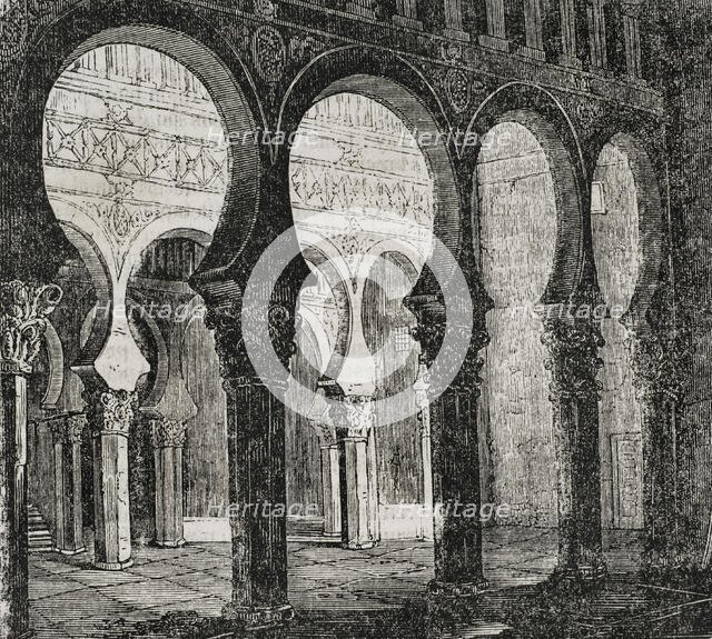 Interior, Synagogue of Santa Maria la Blanca, Toledo, Spain, 1852. Creator: Unknown.